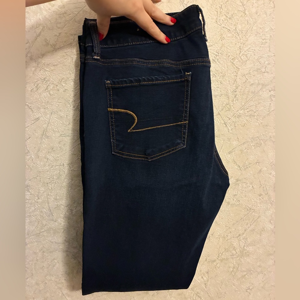 🆕 American Eagle Outfitters Dark Blue Jegging Super Stretch Skinny Jeans - Picture 2 of 6